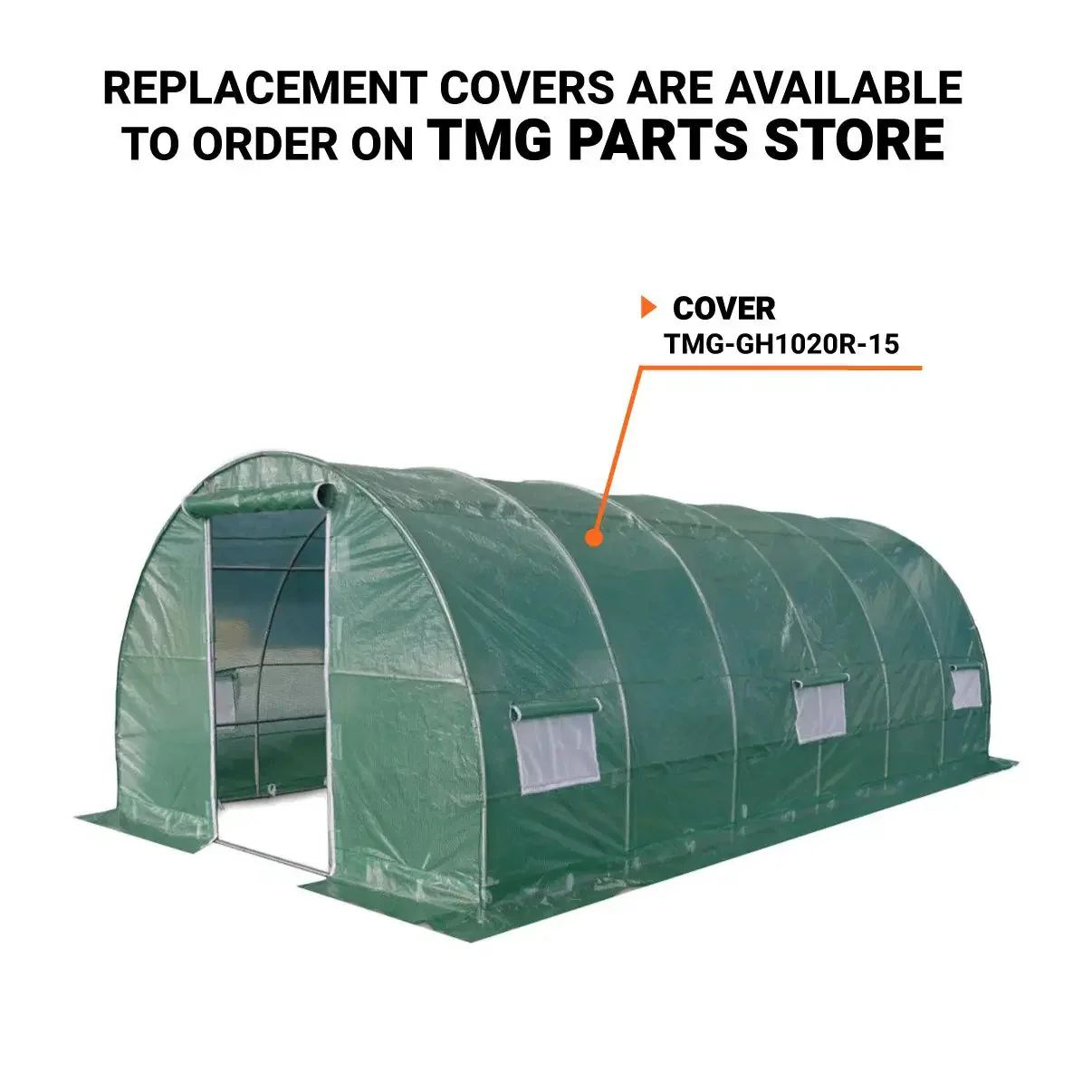 3 x 6 m Tunnel Greenhouse Grow Tent with Ripstop Leno PE Cover, Roll-up Door and Windows, TMG-GH1020R - Image 3