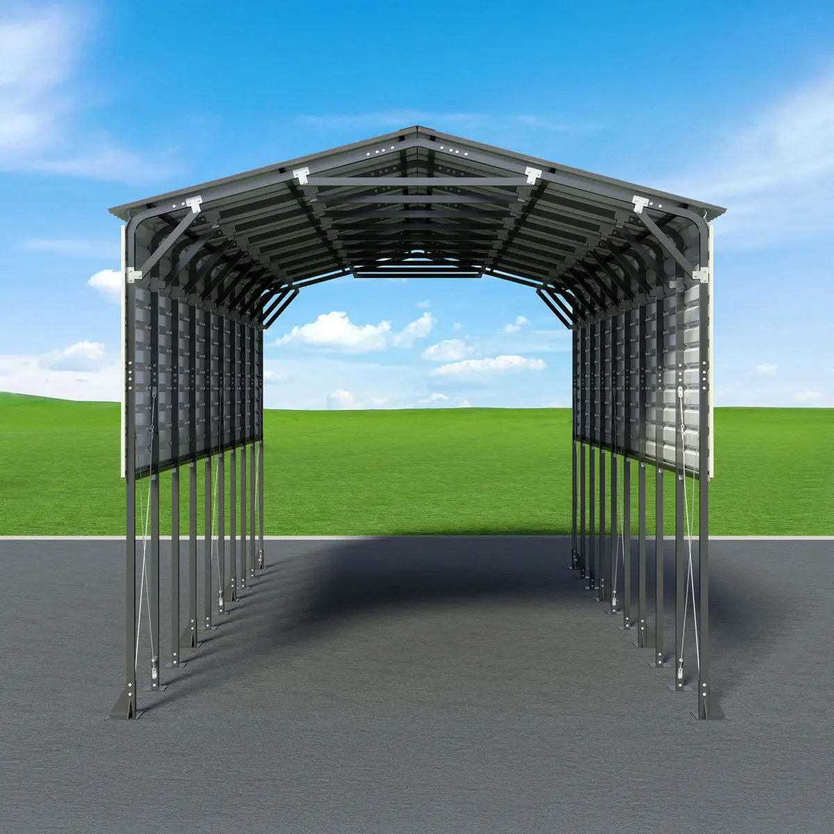 3.7 x 9 m Metal Shed Boat Shelter, 3.75 m Peak Height, 3.39 m Clearance TMG-MSB1230 - Image 13