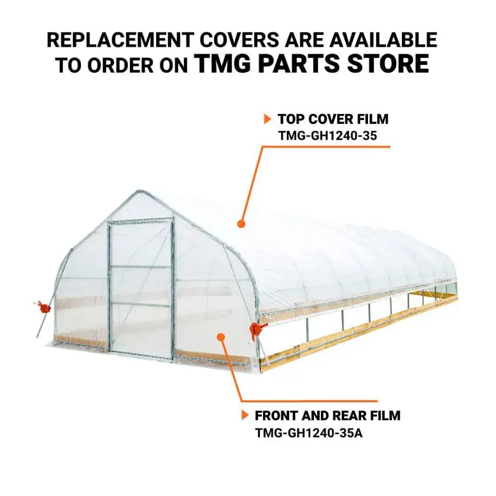 3.7 x 12 m Tunnel Greenhouse Grow Tent with 6 Mil Clear EVA Film, Roll-Up Sides, TMG-GH1240 - Image 3