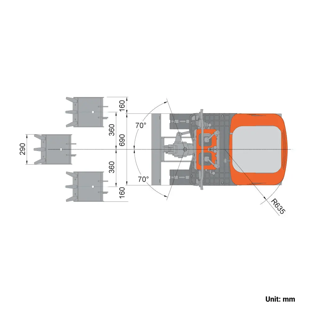 620 kg Mini Compact Excavator, 306cc/8.5 HP Gas Engine, 292 mm Bucket Width, 907 kg Digging Force, TMG-MVE05 - Image 3