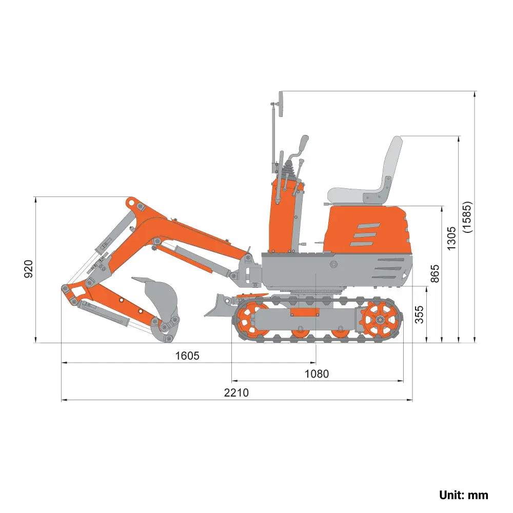 620 kg Mini Compact Excavator, 306cc/8.5 HP Gas Engine, 292 mm Bucket Width, 907 kg Digging Force, TMG-MVE05 - Image 5