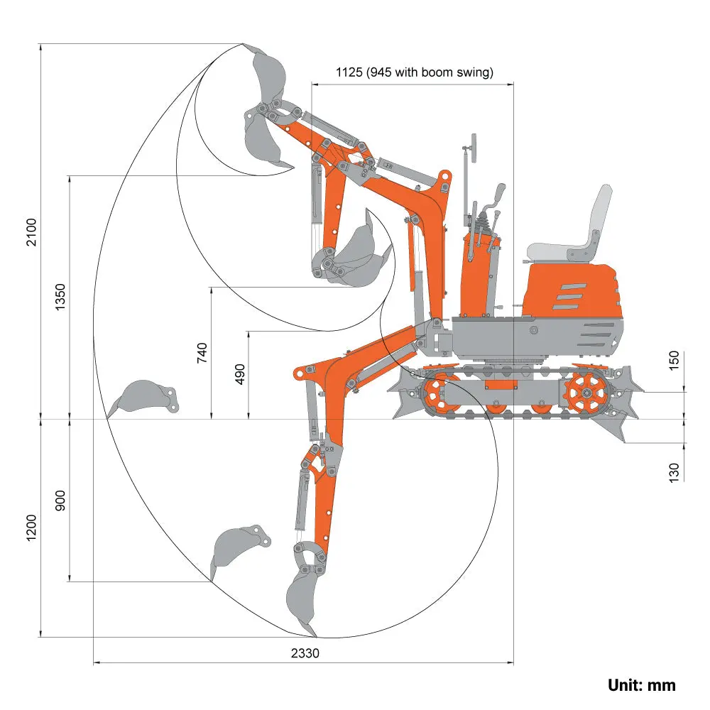 620 kg Mini Compact Excavator, 306cc/8.5 HP Gas Engine, 292 mm Bucket Width, 907 kg Digging Force, TMG-MVE05 - Image 6