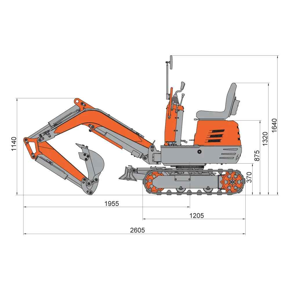830 kg Mini Compact Excavator, 306cc/8.5 HP Gas Engine, 310 mm Bucket Width, 1179 kg Digging Force, TMG-MVE06 - Image 5