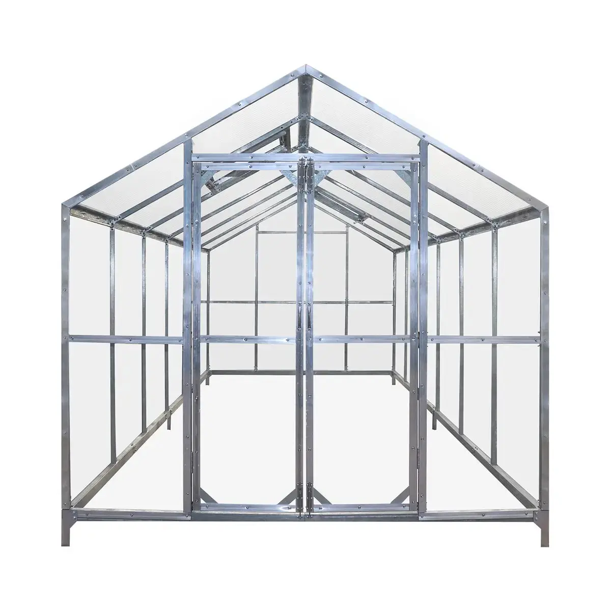 TMG Heavy Series™ 2.4 x 6.1 m Greenhouse Kit with Galvanized Steel Frame, Polycarb Roof and Crystal-Clear Walls, TMG-GH821 - Image 2