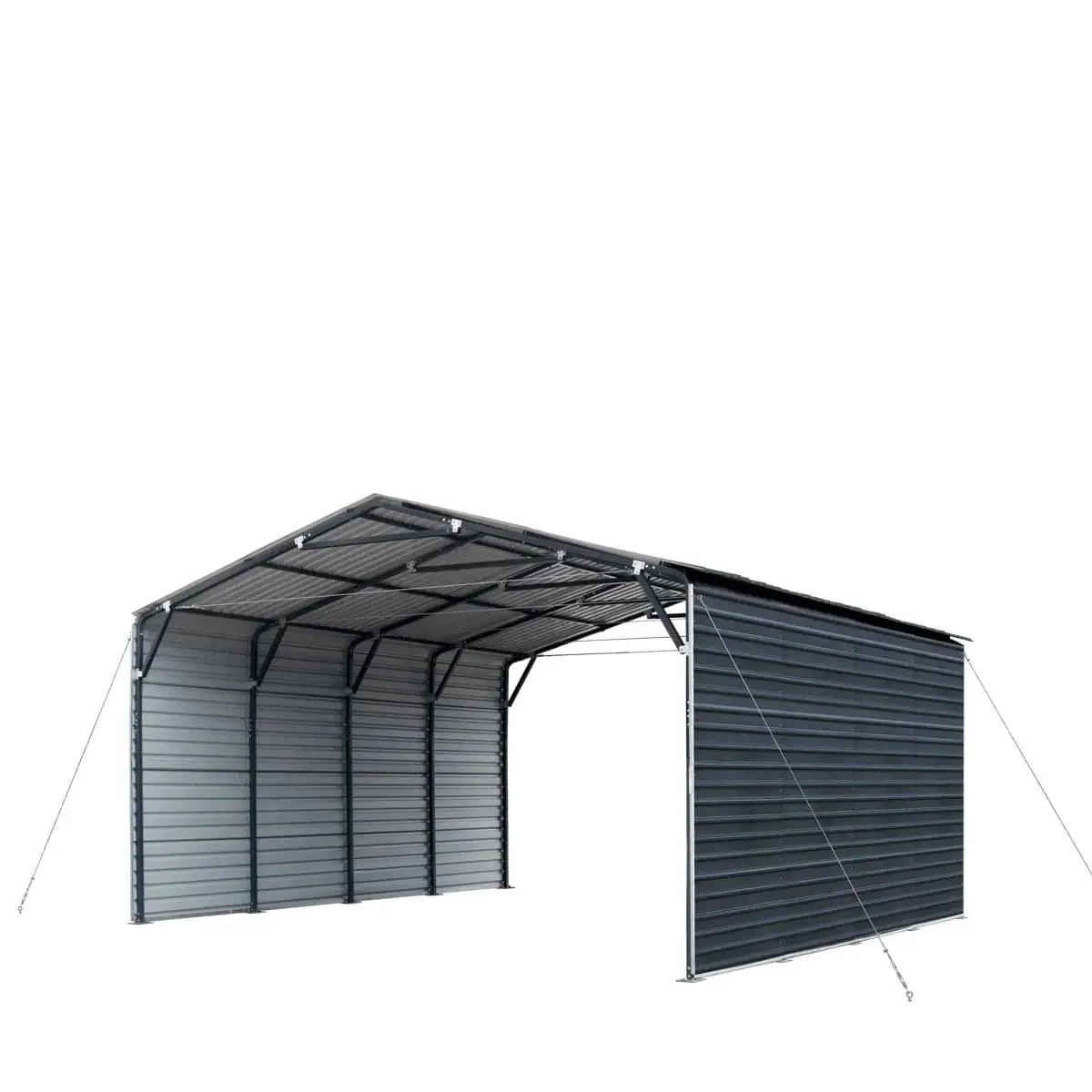 6 × 6 m Metal Shed Carport with 2.9 m Enclosed Sidewalls, 3.8 m Peak Height, TMG-MSC2020F