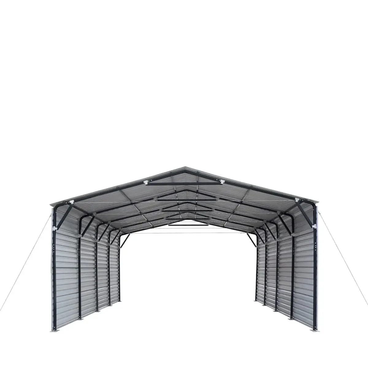 6 × 6 m Metal Shed Carport with 2.9 m Enclosed Sidewalls, 3.8 m Peak Height, TMG-MSC2020F - Image 2