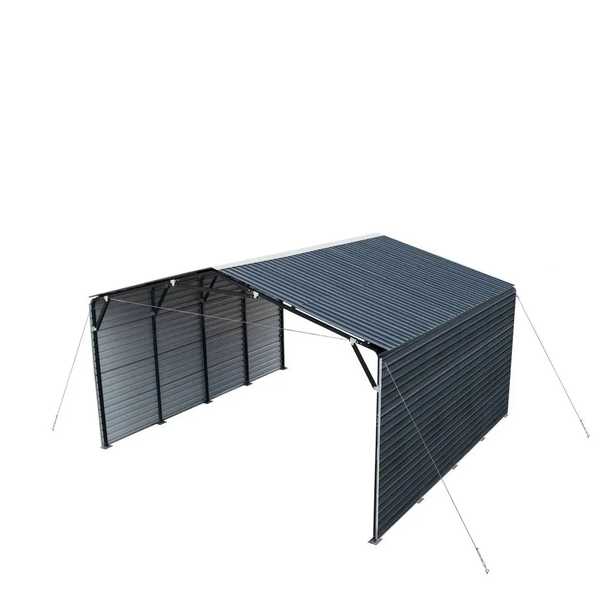 6 × 6 m Metal Shed Carport with 2.9 m Enclosed Sidewalls, 3.8 m Peak Height, TMG-MSC2020F - Image 7