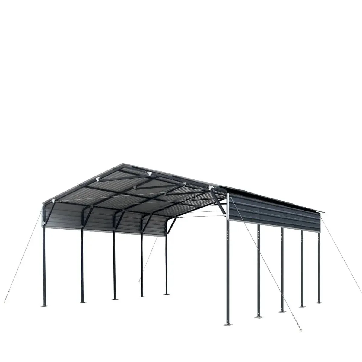6 × 6 m Metal Shed Carport with 2.9 m Open Sidewalls, 3.8 m Peak Height, TMG-MSC2020