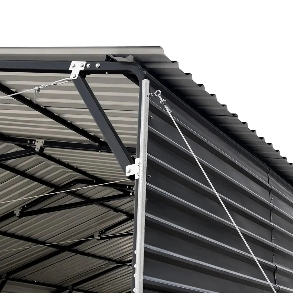6 × 9 m Metal Shed Carport with 2.9 m Enclosed Sidewalls, 3.8 m Peak Height, TMG-MSC2030F - Image 10