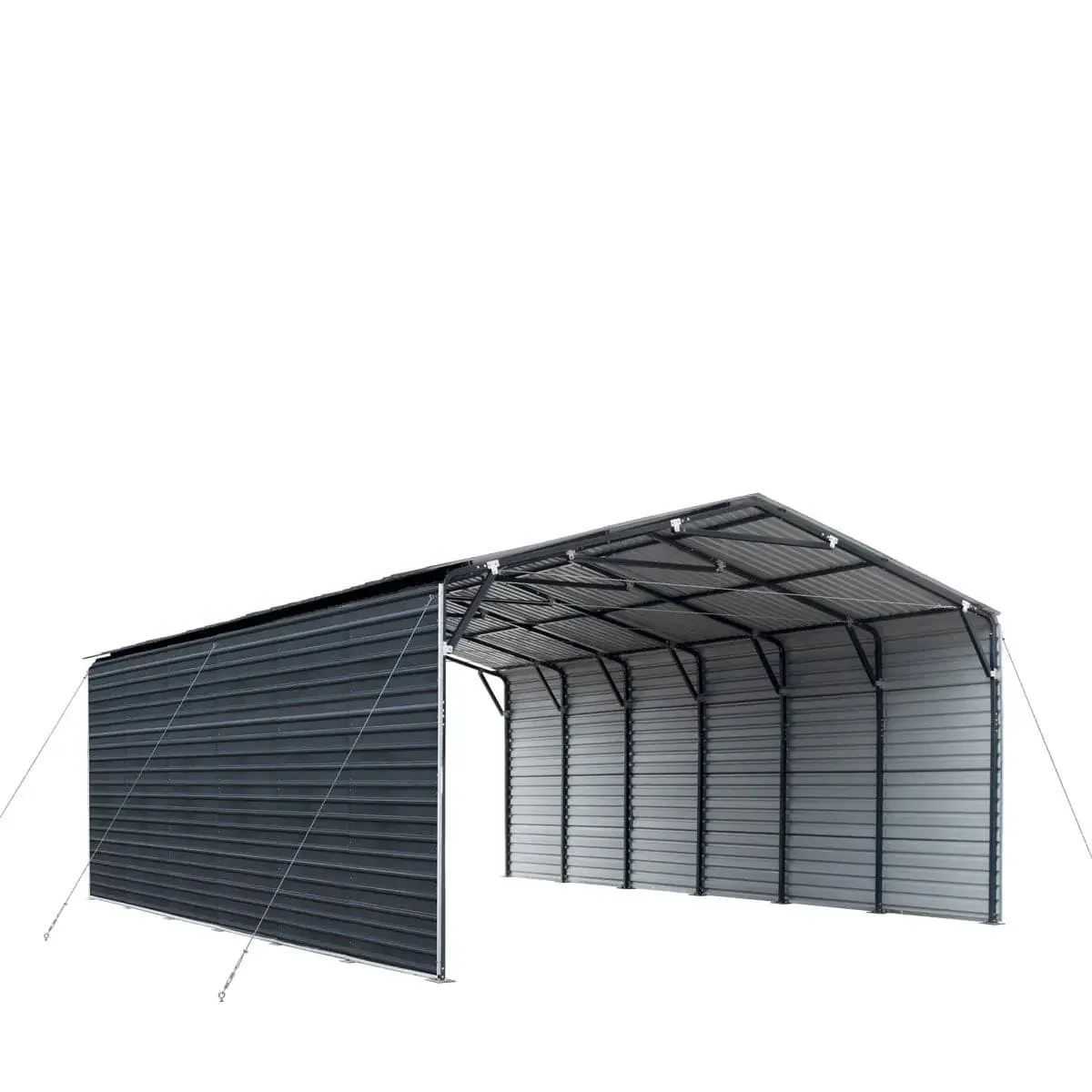 6 × 9 m Metal Shed Carport with 2.9 m Enclosed Sidewalls, 3.8 m Peak Height, TMG-MSC2030F - Image 3