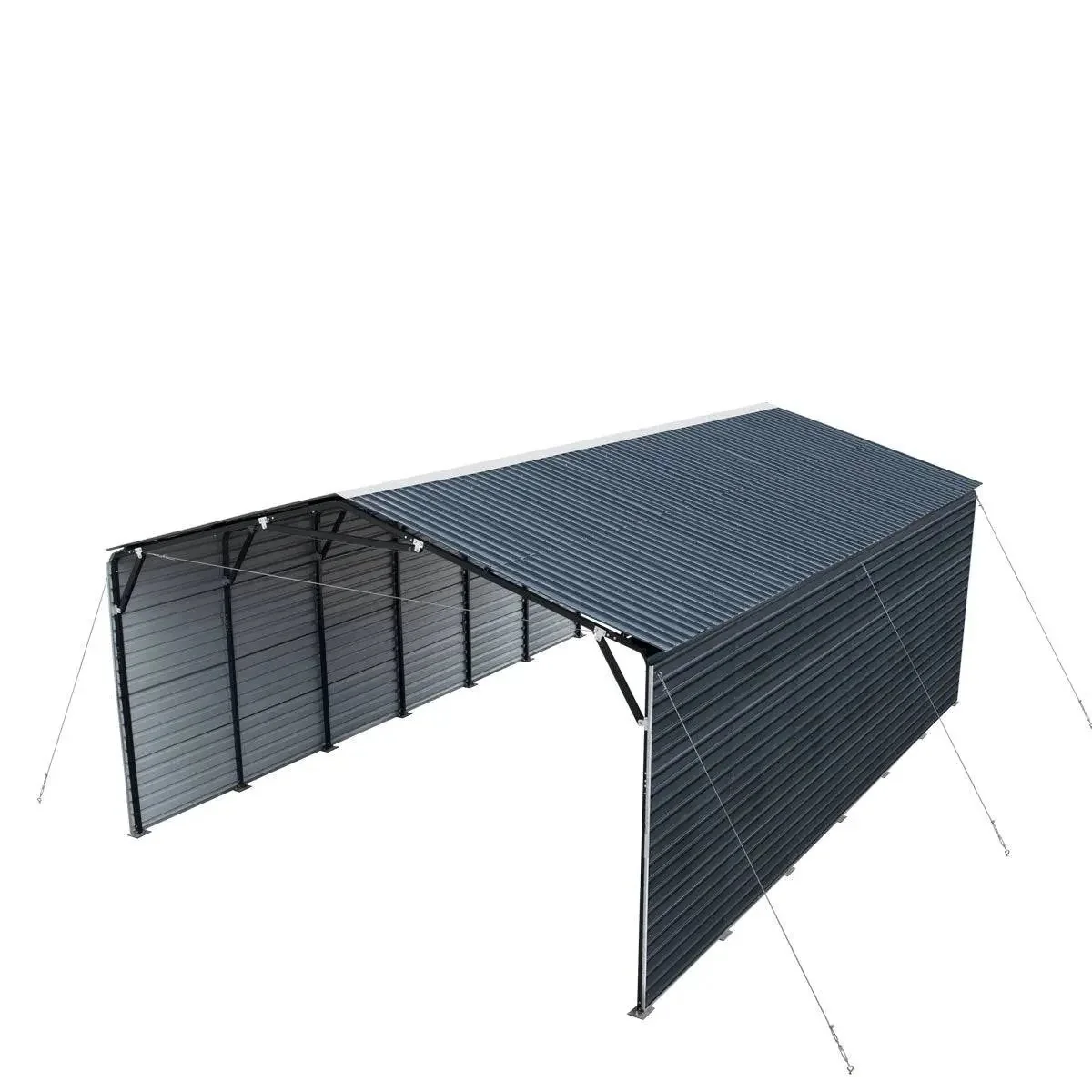 6 × 9 m Metal Shed Carport with 2.9 m Enclosed Sidewalls, 3.8 m Peak Height, TMG-MSC2030F - Image 6