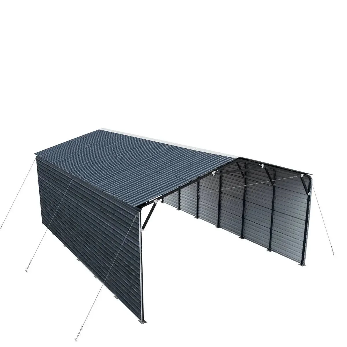 6 × 9 m Metal Shed Carport with 2.9 m Enclosed Sidewalls, 3.8 m Peak Height, TMG-MSC2030F - Image 7