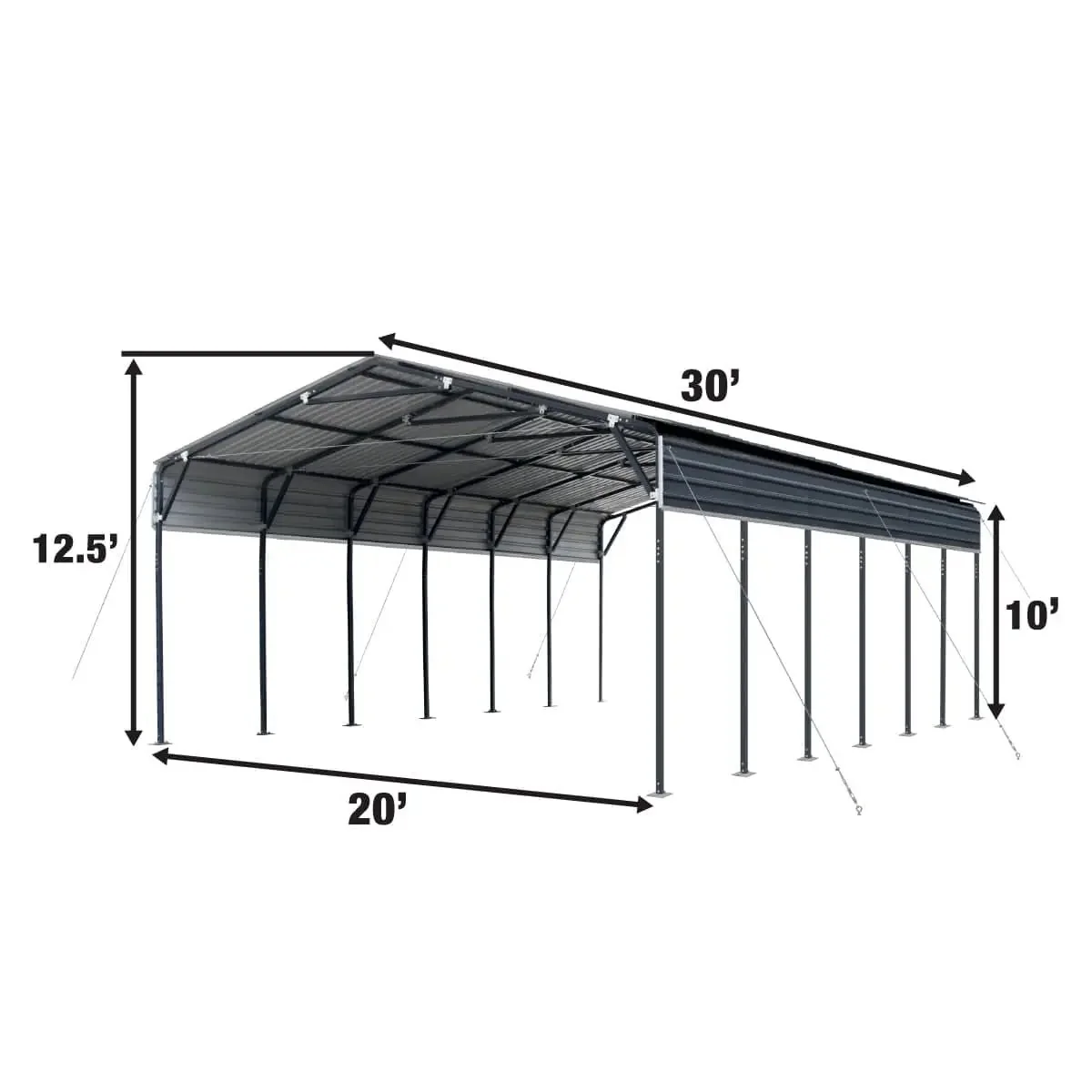 6 × 9 m Metal Shed Carport with 2.9 m Open Sidewalls, 3.8 m Peak Height, TMG-MSC2030 - Image 5