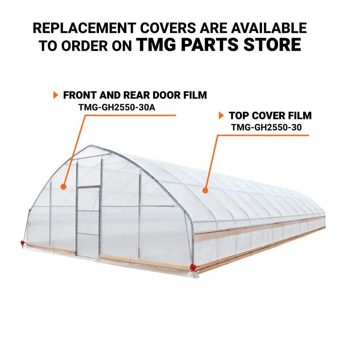 7.6 x 16 m Tunnel Greenhouse Grow Tent w/6 Mil Clear EVA Film, Roll-Up Sides, TMG-GH2550 - Image 4