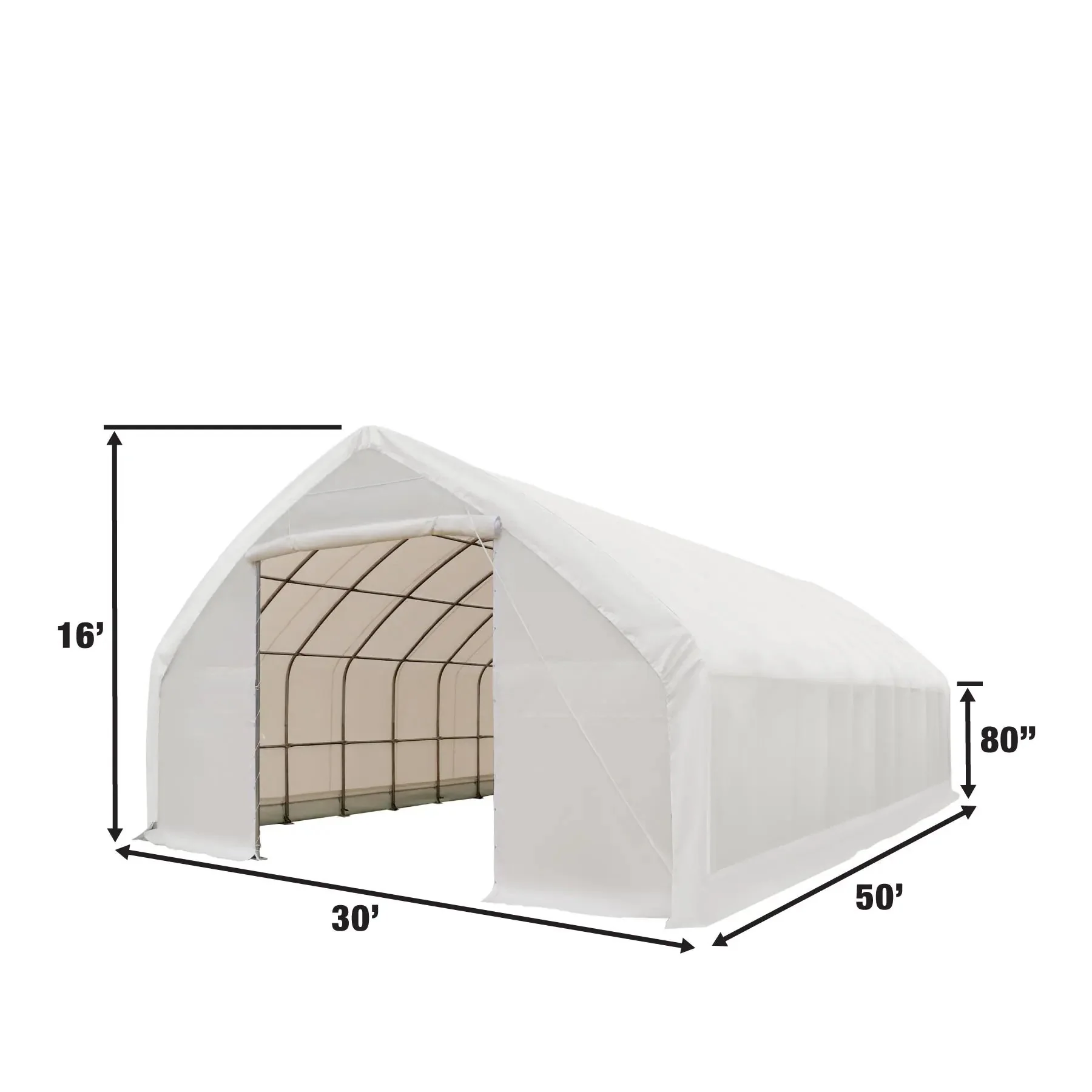9 x 15 m Straight Wall Peak Ceiling Storage Shelter with PVC Cover, TMG-ST3050V - Image 7