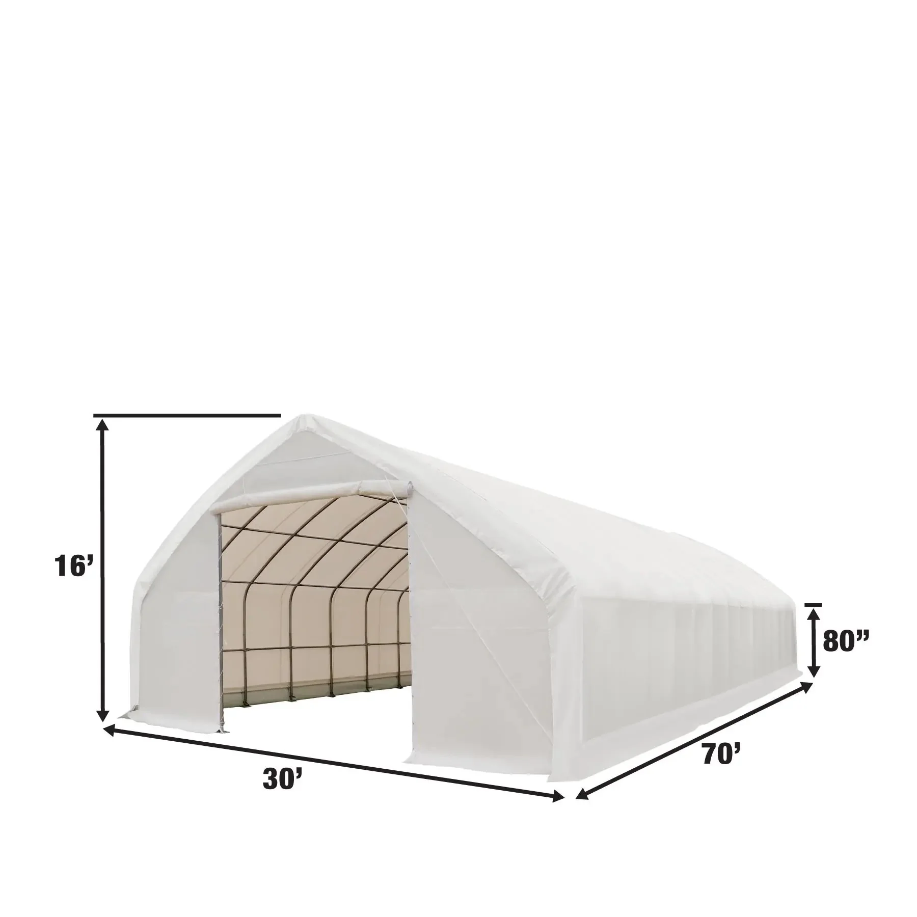 9 x 21 m Straight Wall, Peak Ceiling Storage Shelter with PVC Cover, TMG-ST3070V - Image 7