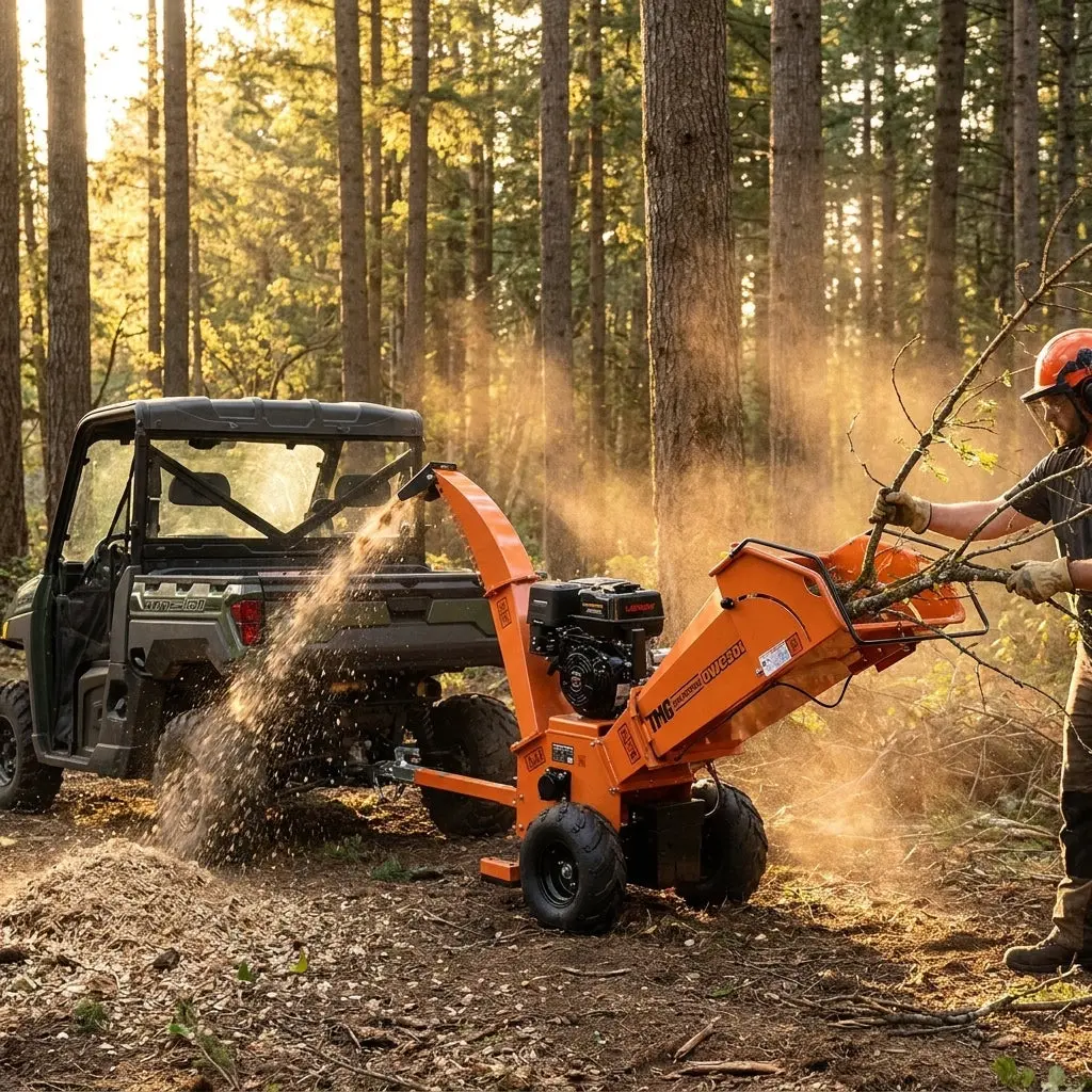120 mm Wood Chipper with 14 HP Gas Engine, Electric Start, 50 mm Hitch Tow-Behind, TMG-GWC20L - Image 2