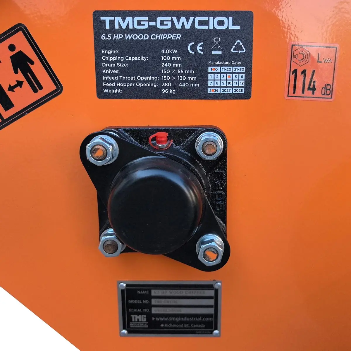 100 mm Wood Chipper with 6.5 HP Gas Engine, 150 mm Reversible Blades, 240 mm Rotor, TMG-GWC10L - Image 10