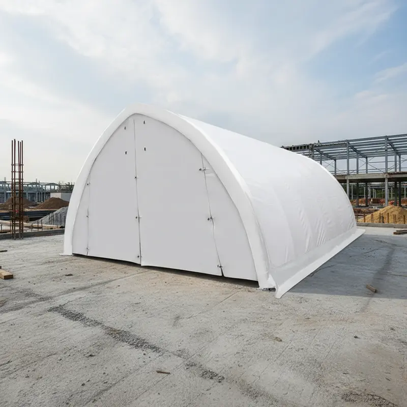 6.1 m x 9.1 m (20' x 30') Arch Wall Peak Ceiling Storage Shelter with Heavy Duty 576 gsm (17 oz) PVC Cover & Drive Through Doors, TMG-ST2032PV (Previously ST2031PV) - Image 2