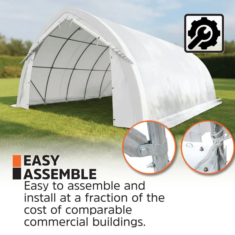 6.1 m x 9.1 m (20' x 30') Arch Wall Peak Ceiling Storage Shelter with Heavy Duty 576 gsm (17 oz) PVC Cover & Drive Through Doors, TMG-ST2032PV (Previously ST2031PV) - Image 3