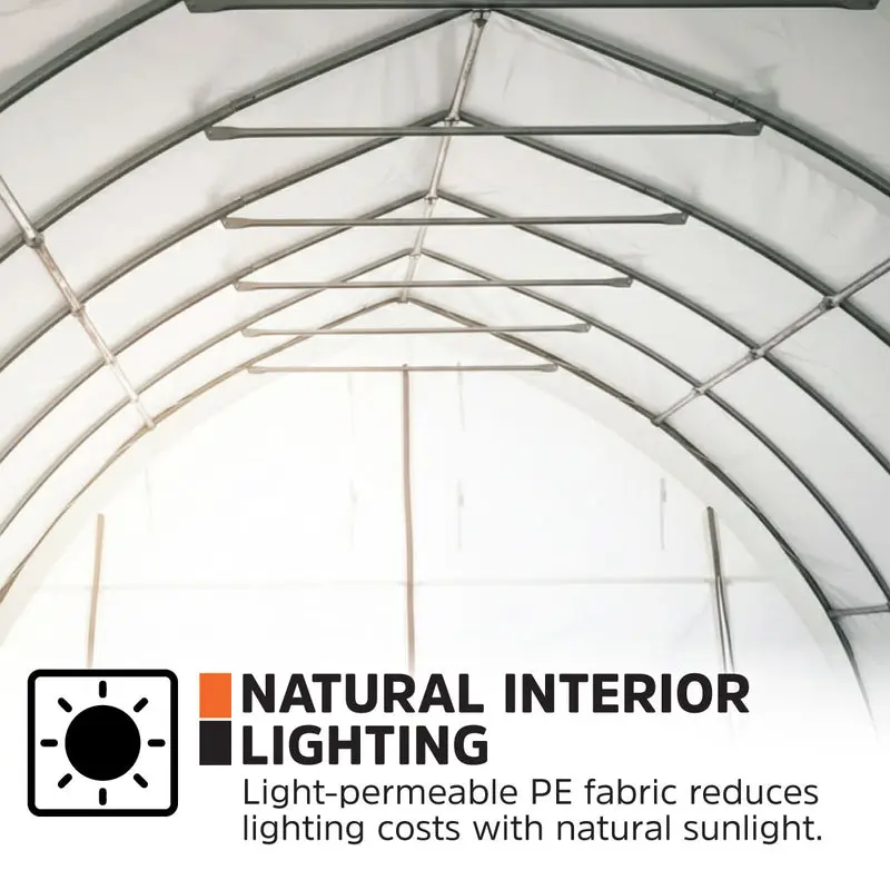 6.1 m x 9.1 m (20' x 30') Arch Wall Peak Ceiling Storage Shelter with Heavy Duty 576 gsm (17 oz) PVC Cover & Drive Through Doors, TMG-ST2032PV (Previously ST2031PV) - Image 5