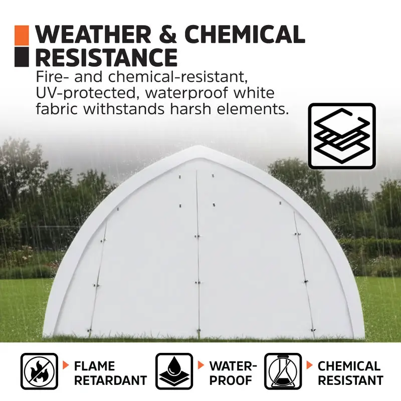 6.1 m x 9.1 m (20' x 30') Arch Wall Peak Ceiling Storage Shelter with Heavy Duty 576 gsm (17 oz) PVC Cover & Drive Through Doors, TMG-ST2032PV (Previously ST2031PV) - Image 6