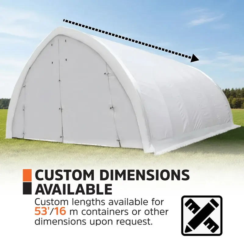 6.1 m x 9.1 m (20' x 30') Arch Wall Peak Ceiling Storage Shelter with Heavy Duty 576 gsm (17 oz) PVC Cover & Drive Through Doors, TMG-ST2032PV (Previously ST2031PV) - Image 8
