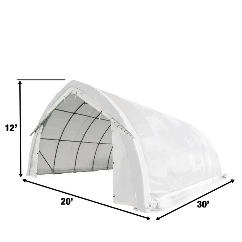 6.1 m x 9.1 m (20' x 30') Arch Wall Peak Ceiling Storage Shelter with Heavy Duty 576 gsm (17 oz) PVC Cover & Drive Through Doors, TMG-ST2032PV (Previously ST2031PV) - Image 9