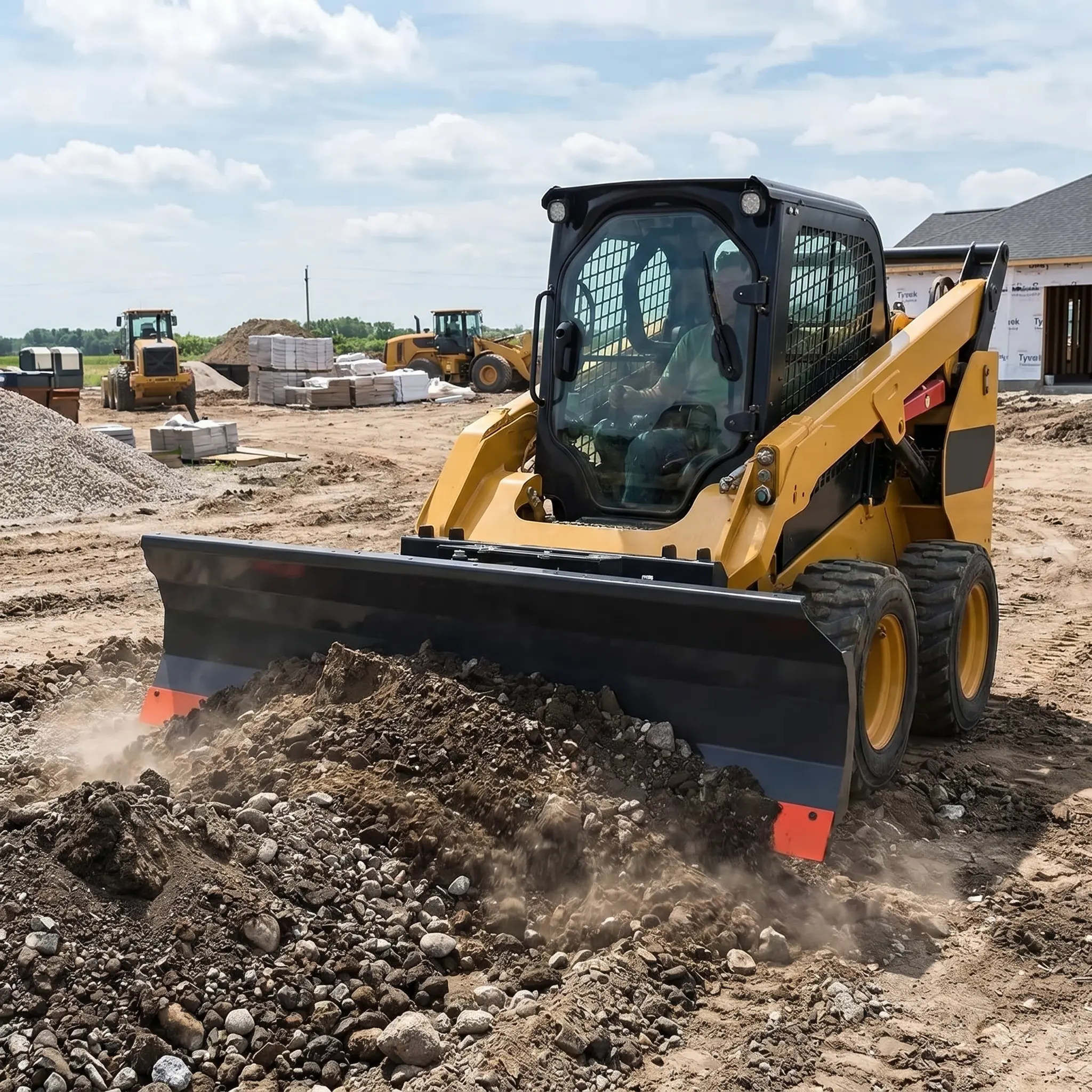 239 cm Skid Steer Dozer Blade/Snow Plow Pusher (94"), 30° Left & Right, Bolt-On Cutting Edge, Adjustable Skid Shoes, Universal Quick Mount, TMG-DB94 - Image 2