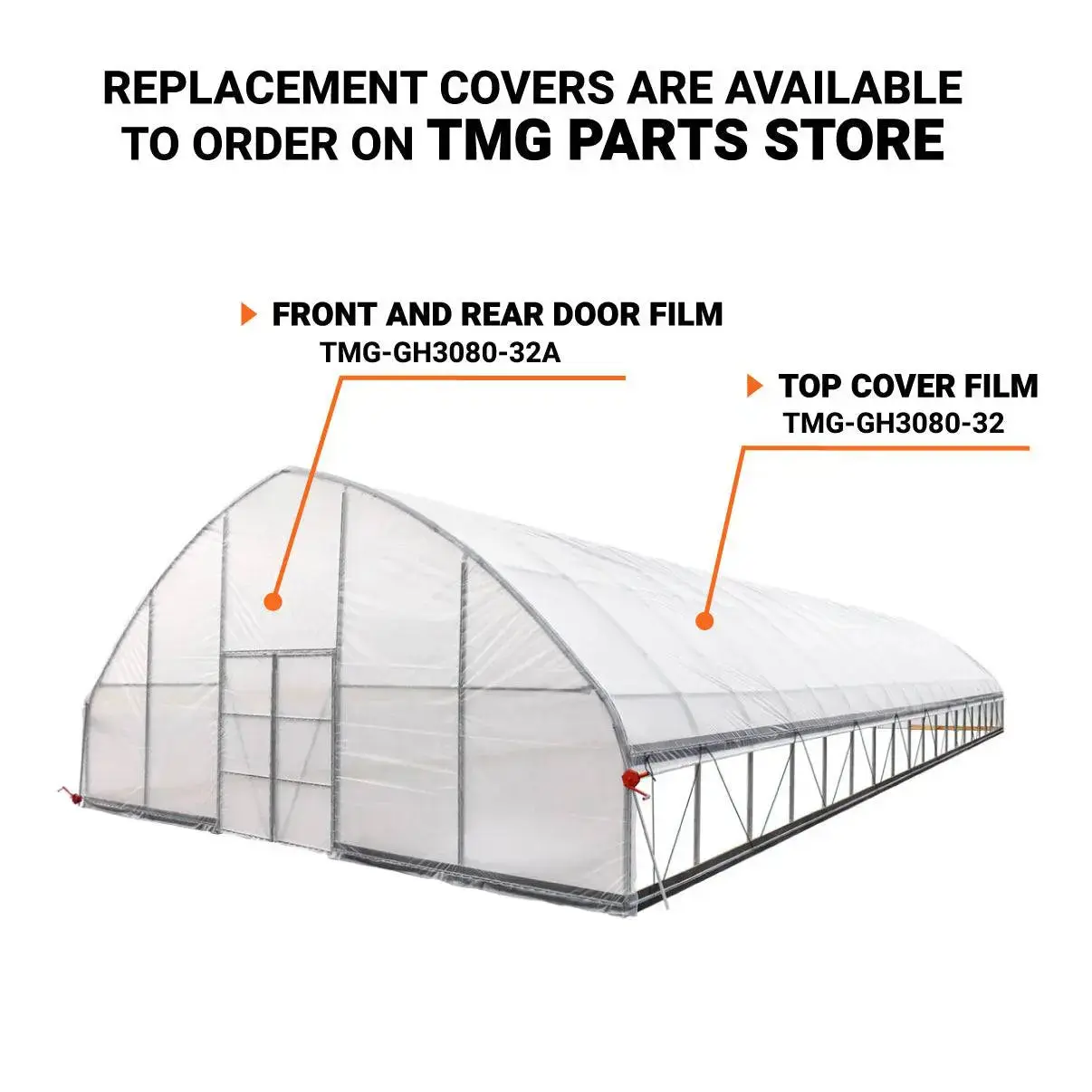 9 x 25 m Commercial Tunnel Greenhouse with 6 Mil Clear Poly Covers and Roll-Up Sides, TMG-GH3080-V2 (Previously GH3080) - Image 5
