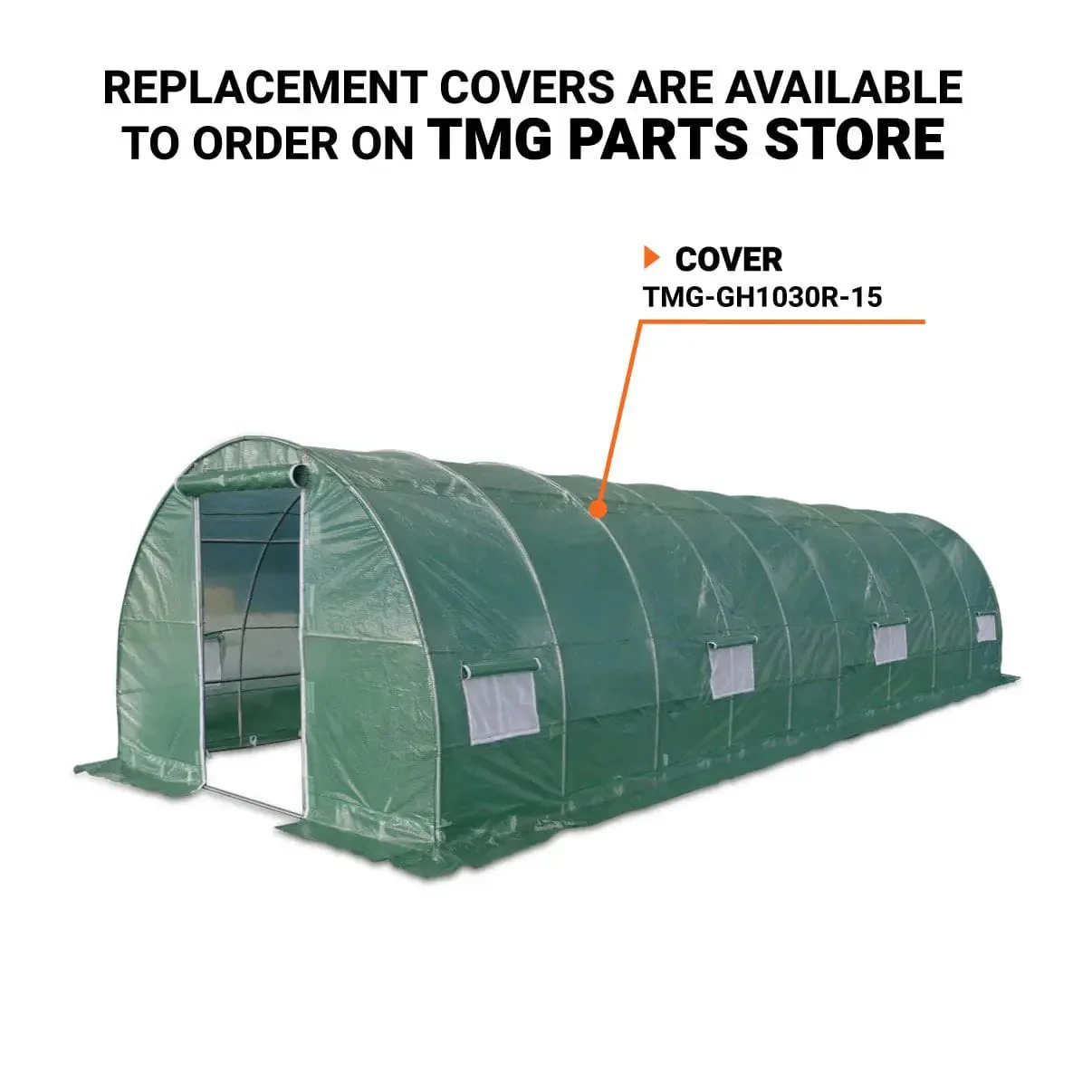 3 x 9 m Tunnel Greenhouse Grow Tent with Ripstop Leno PE Cover, Roll-up Door and Windows, TMG-GH1030R - Image 3