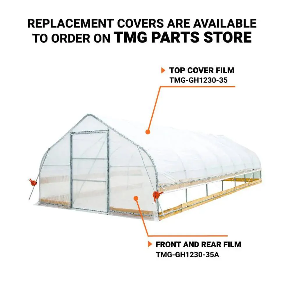 3.7 x 9 m Tunnel Greenhouse Grow Tent with 6 Mil Clear EVA Film, Roll-Up Sides, TMG-GH1230 - Image 3