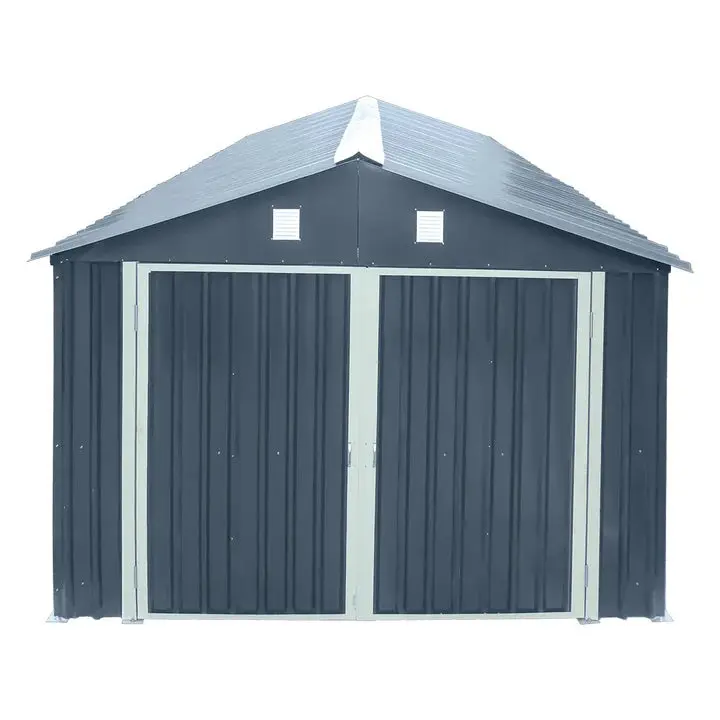 TMG Heavy Series™ 3 x 6 m Metal Garage Shed with Double Front Doors and Side Entry Door, 2.4 m Peak Height, TMG-MS1020B - Image 2
