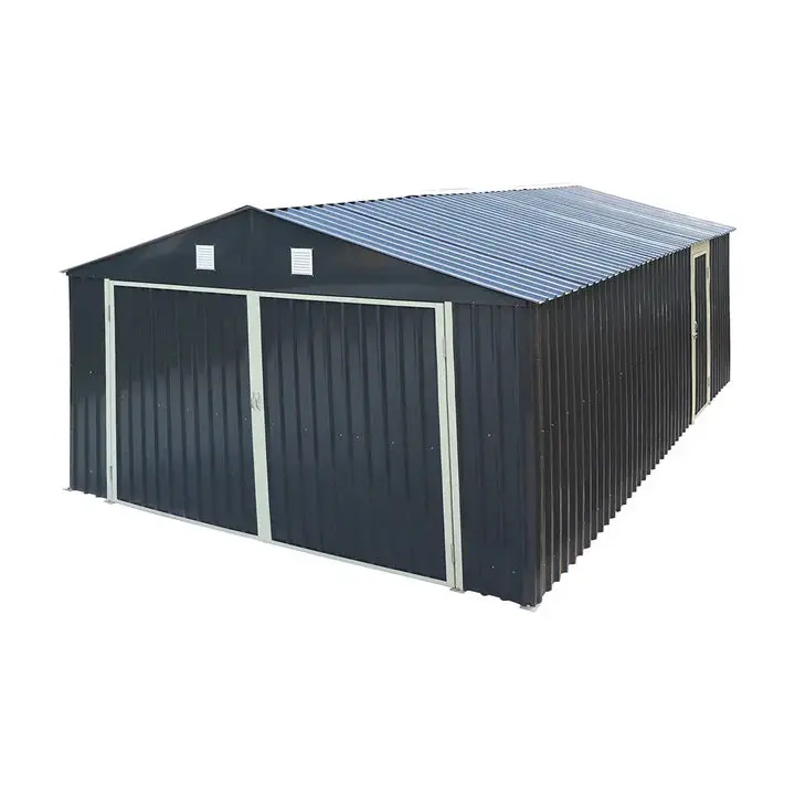 TMG Heavy Series™ 4 x 6 m Metal Garage Shed with Double Front Doors and Side Entry Door, 2.6 m Peak Height, TMG-MS1320B - Image 11