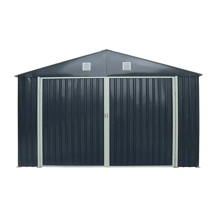 TMG Heavy Series™ 4 x 6 m Metal Garage Shed with Double Front Doors and Side Entry Door, 2.6 m Peak Height, TMG-MS1320B - Image 2
