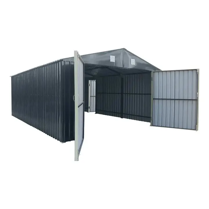TMG Heavy Series™ 4 x 6 m Metal Garage Shed with Double Front Doors and Side Entry Door, 2.6 m Peak Height, TMG-MS1320B - Image 7
