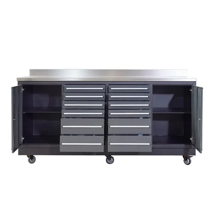 TMG Heavy Series™ 7-Ft 12-Drawer Workbench with Stainless Steel Top, Ball Bearing Double Slides & Casters, TMG-WB712 - Image 4