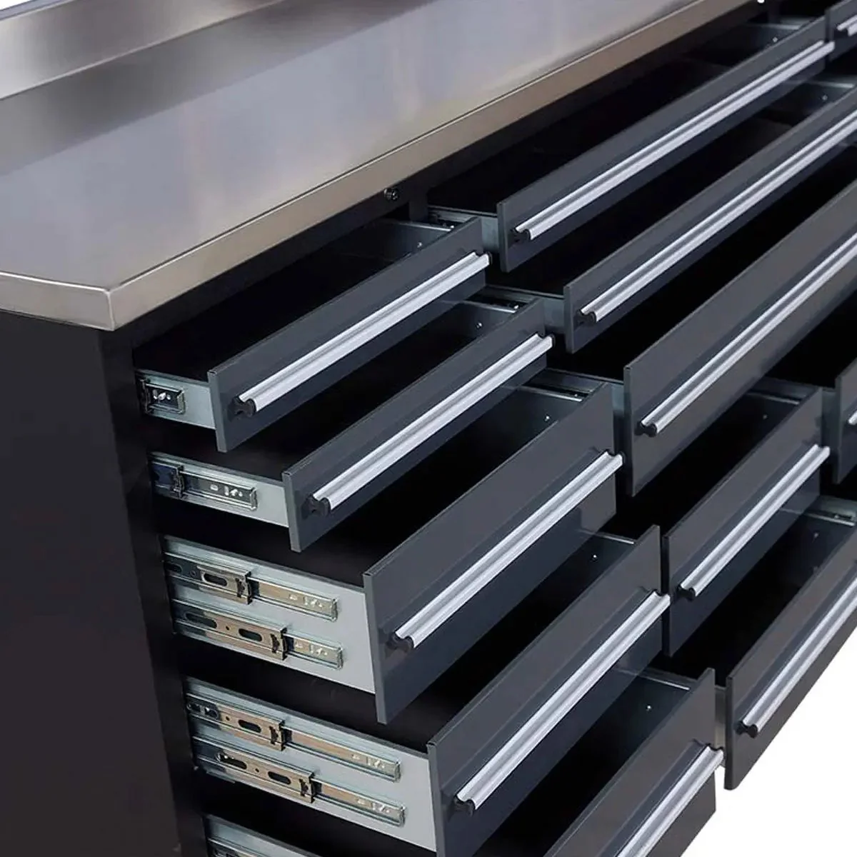TMG Heavy Series™ 2.2m Workbench with Stainless Steel Benchtop and 17 Drawers, TMG-WB717 - Image 9