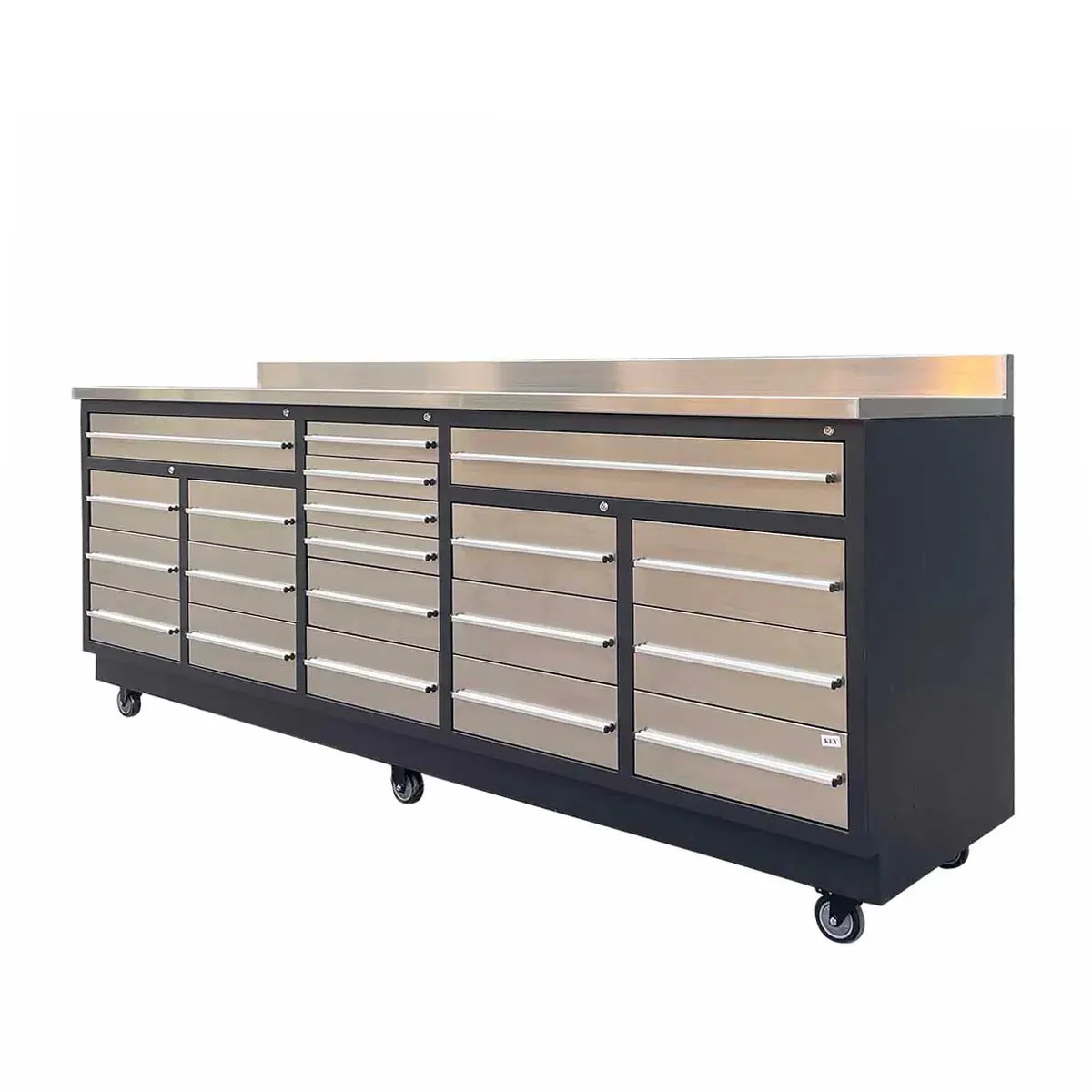 TMG Heavy Series™ 2.8m Workbench with Stainless Steel Benchtop and 20 Stainless Steel Drawers, TMG-WB921S