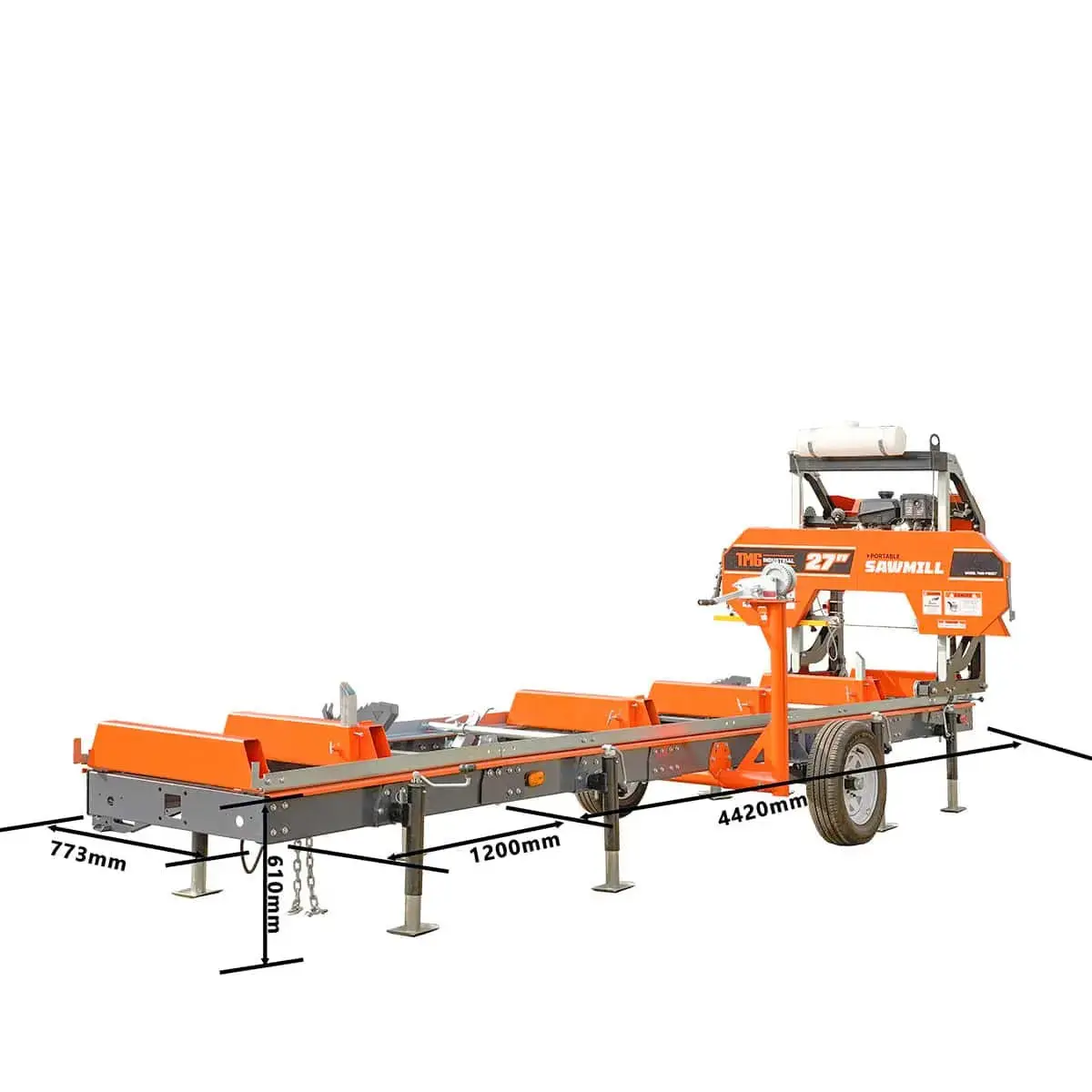 Sub-Frame Extension for Sawmill Trailer PSM27, 1996-kg Capacity, Anti-Tipping Rail Guard, TMG-PSM27-Sframe-4EX - Image 4