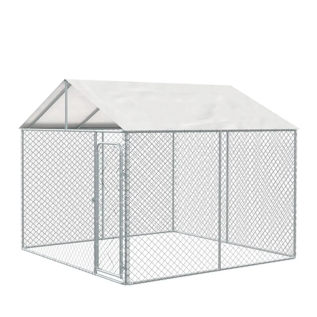 3 x 3 m Outdoor Dog Kennel Playpen with PE Cover, Locking Gate, 1.85 m Chain-link Fence, TMG-DCP1010