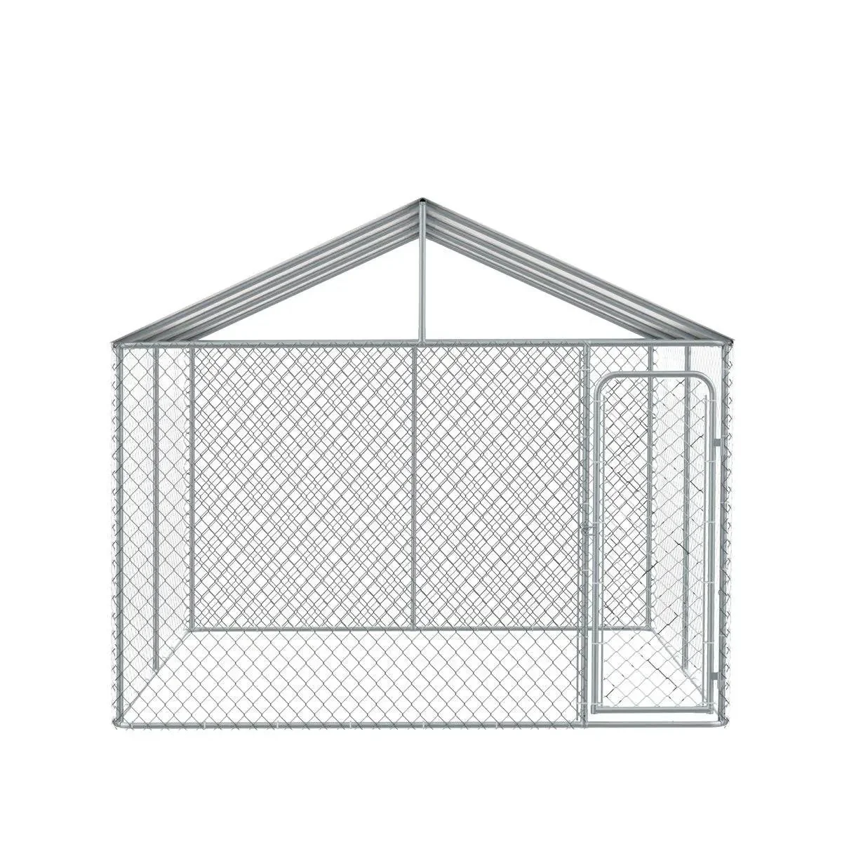 3 x 3 m Outdoor Dog Kennel Playpen with PE Cover, Locking Gate, 1.85 m Chain-link Fence, TMG-DCP1010 - Image 2