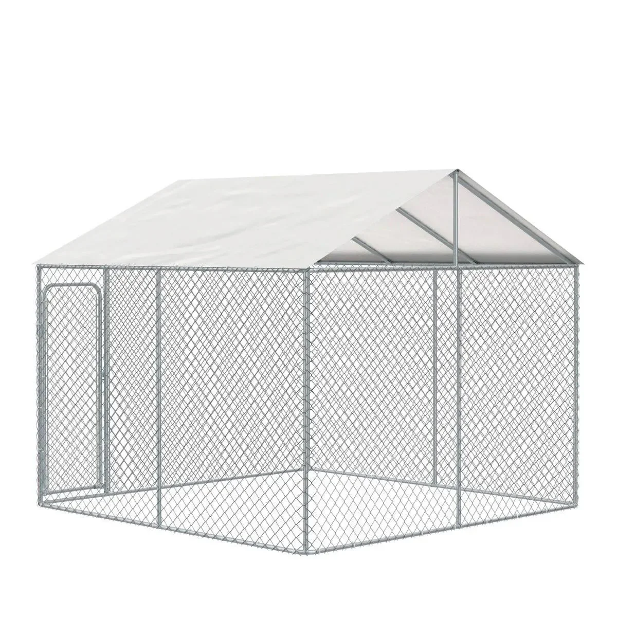 3 x 3 m Outdoor Dog Kennel Playpen with PE Cover, Locking Gate, 1.85 m Chain-link Fence, TMG-DCP1010 - Image 3