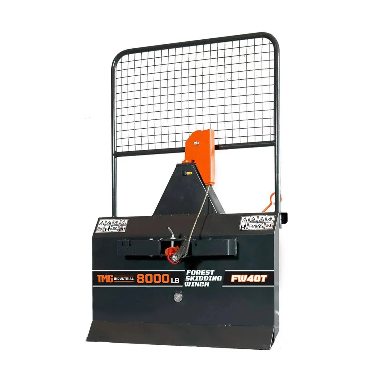 42 kN (8000 lb) Log Skidding Winch for 30 - 50 HP Tractors, 3-Point Hitch, Category 1, TMG-FW40T
