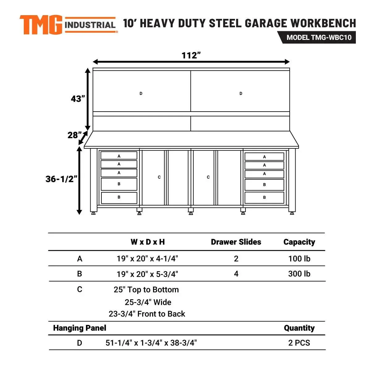 2.8m Workbench with Solid Wood Benchtop, Pegboards and Bench Vice, TMG-WBC10 - Image 7