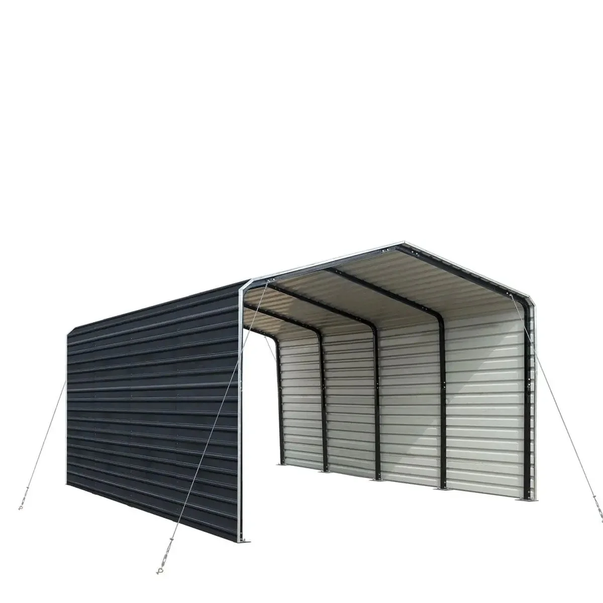 3.6 × 6 m Metal Shed Carport with 2.4 m Enclosed Sidewalls, 2.9 m Peak Height, TMG-MSC1220F - Image 3