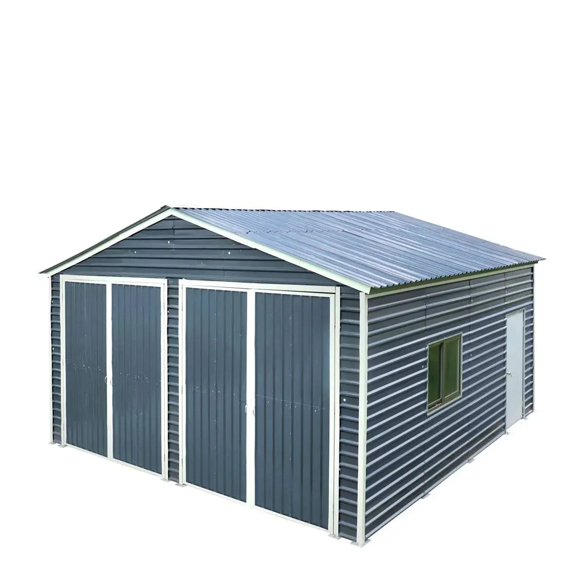 6 x 6 m Metal Garage Shed with Double Front & Side Doors, 4 m Peak Height, TMG-MS2020 - Image 11
