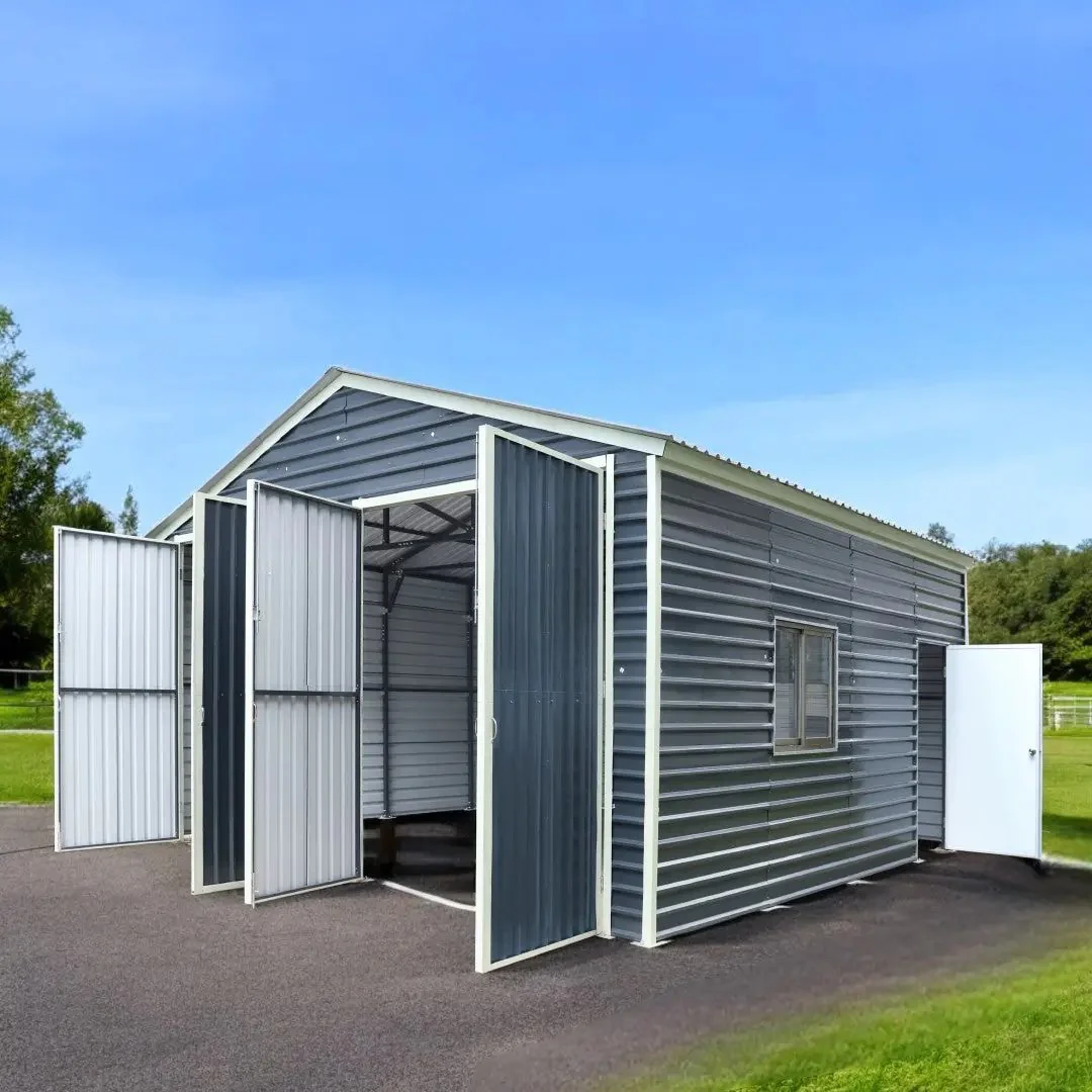 6 x 6 m Metal Garage Shed with Double Front & Side Doors, 4 m Peak Height, TMG-MS2020 - Image 3