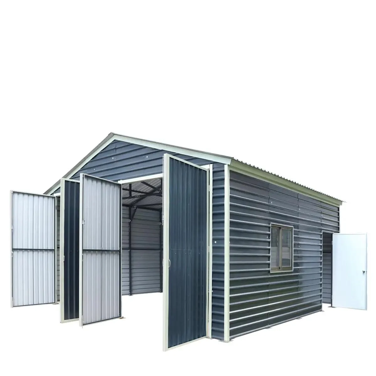 6 x 6 m Metal Garage Shed with Double Front & Side Doors, 4 m Peak Height, TMG-MS2020 - Image 6
