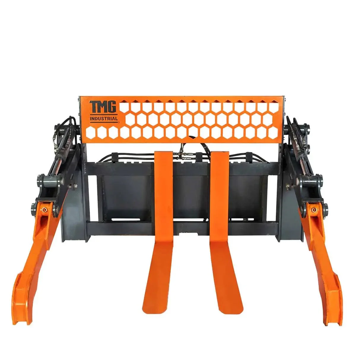 1.2 m Skid Steer Pallet Fork Pipe Grapple, Dual Hydraulic Cylinders, 2700kg Capacity, TMG-SPG45 - Image 2